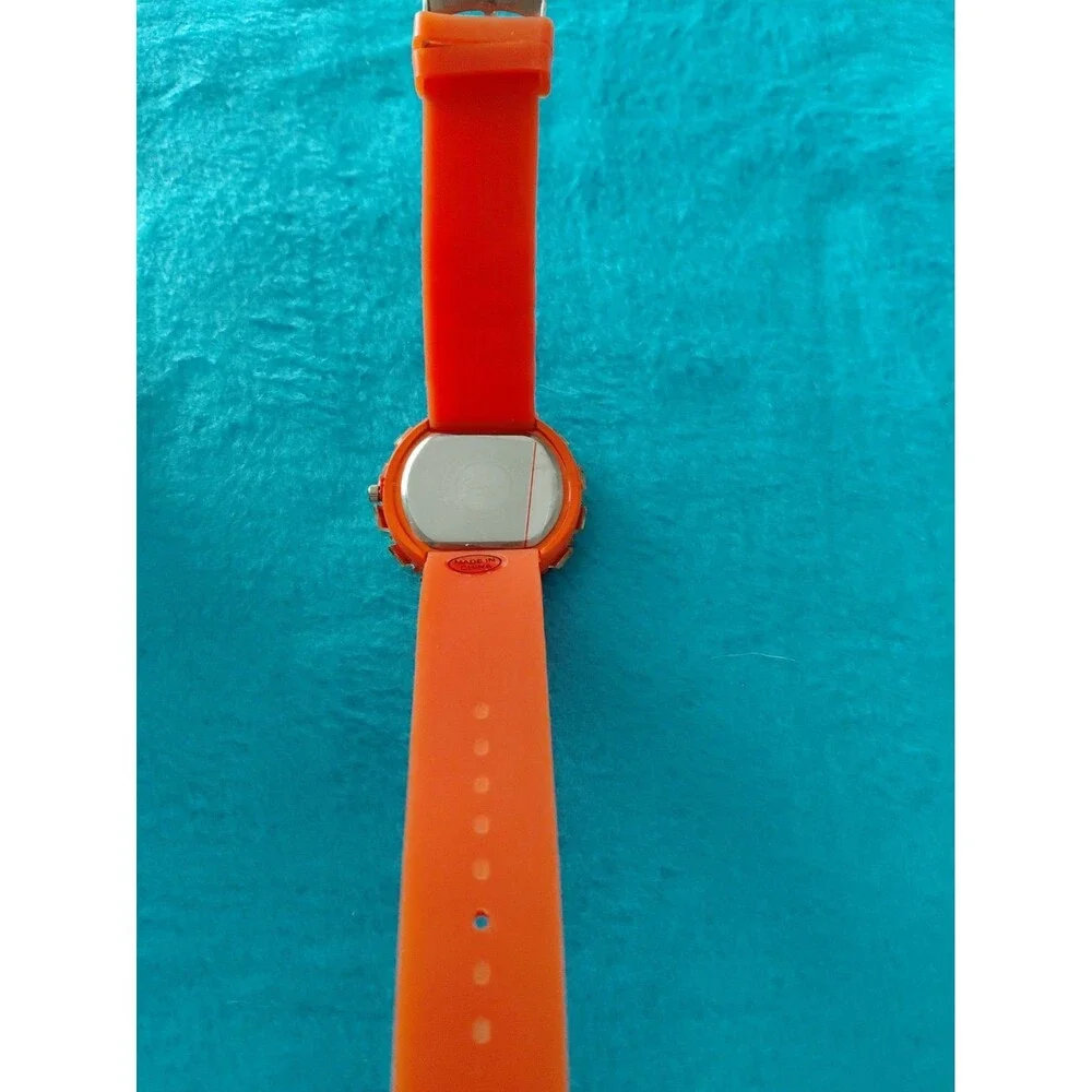 Geneva Neon Orange And Rhinestone Womens Watch